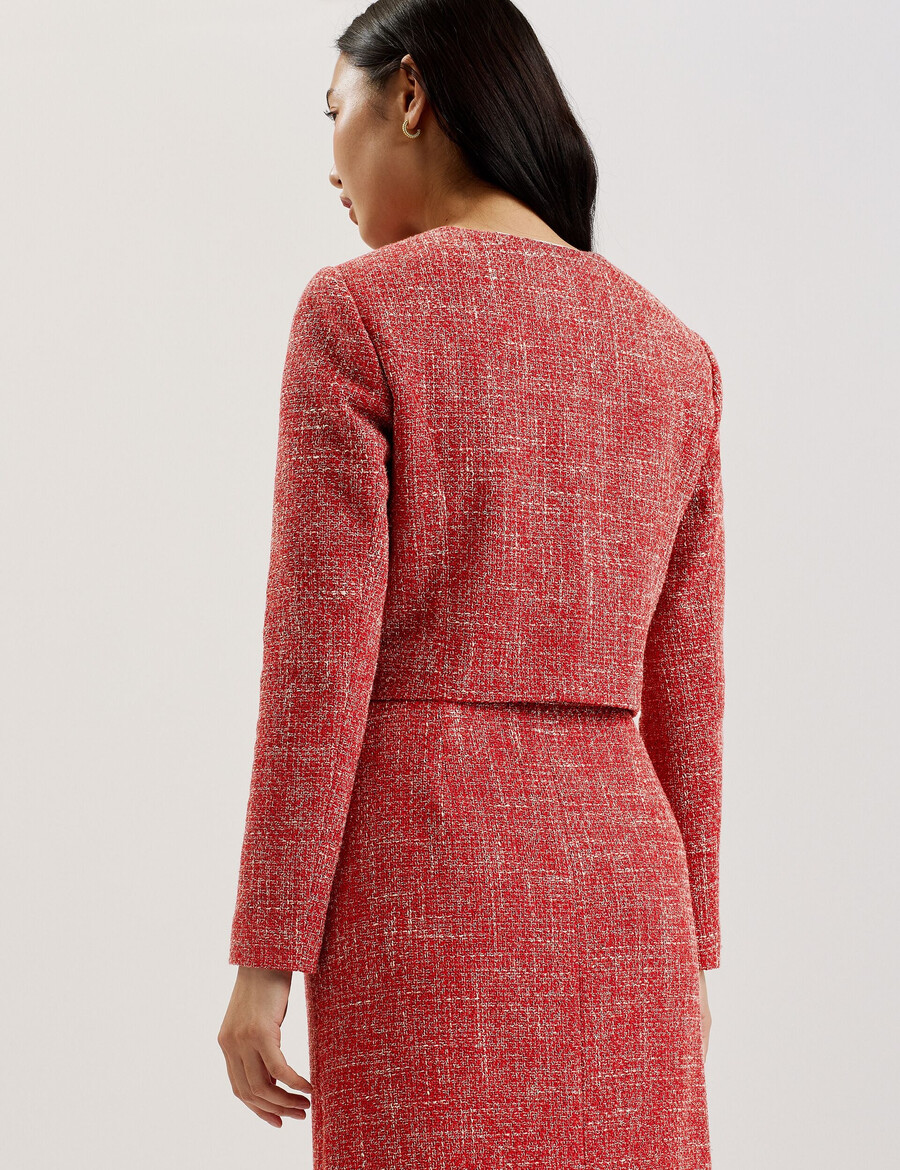 sumi - cropped boucle jacka med rund hals