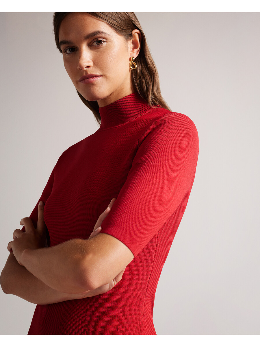 canddy - plisserad fåll bodycon stickad miniklänning