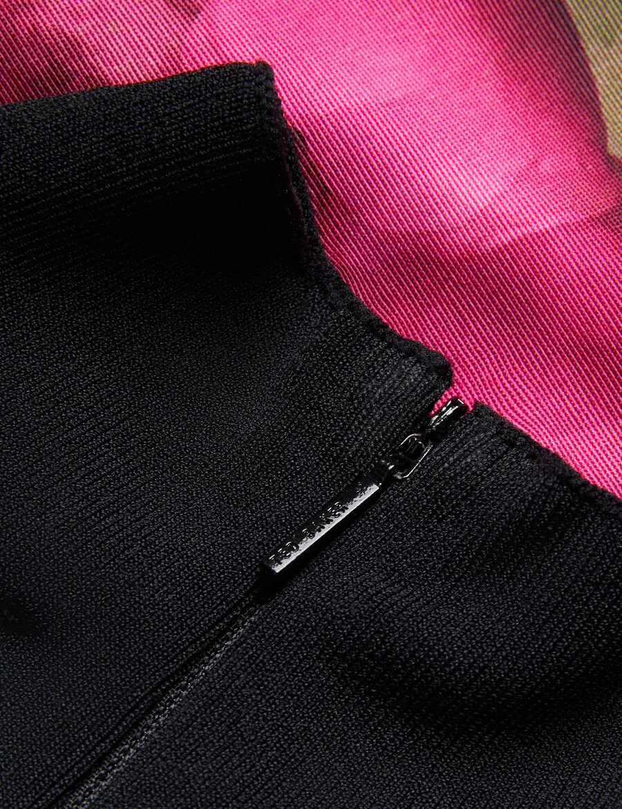 asnes - stickad bodice midiklänning med tryckt kjol