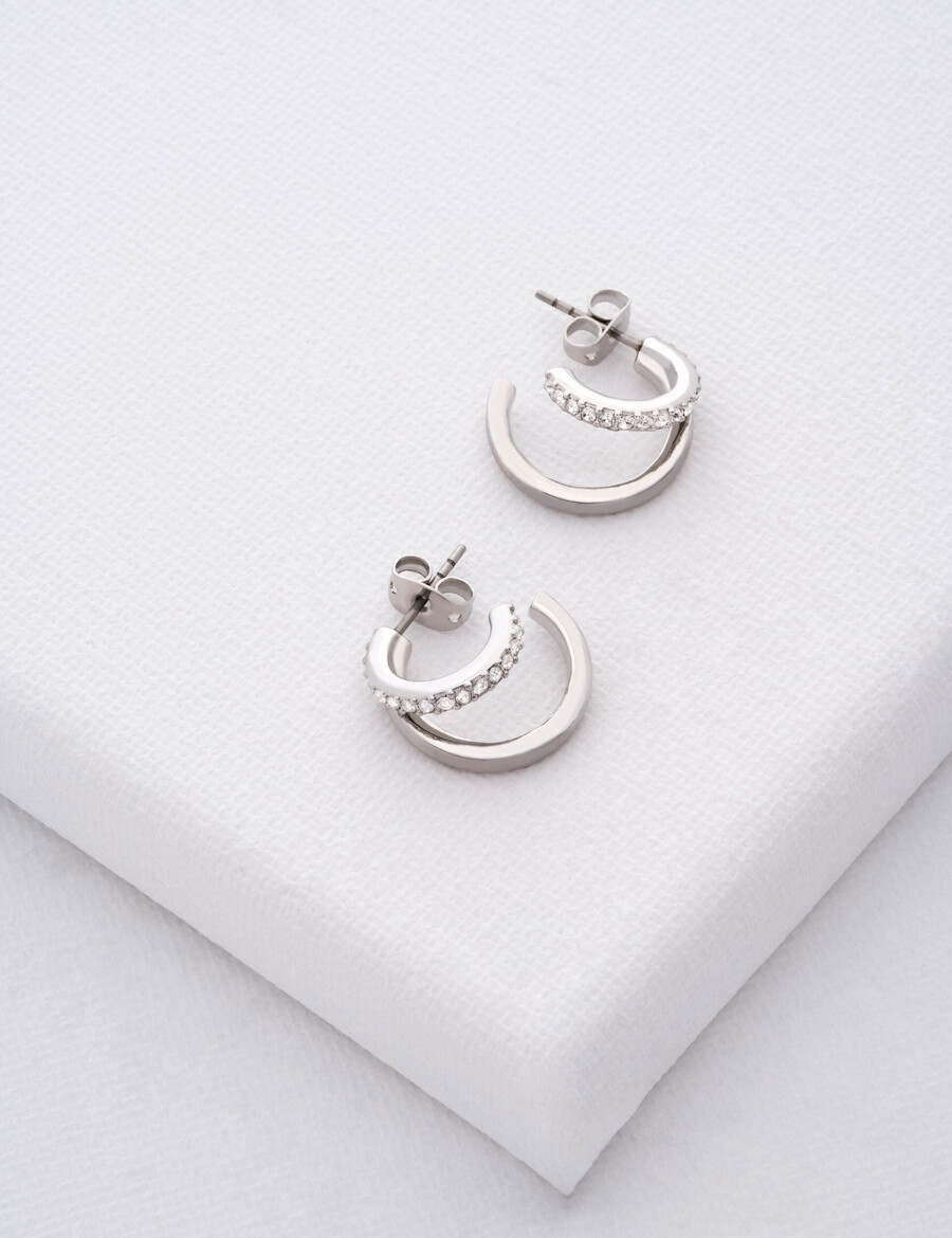 helias - crystal double hoop Örhängen