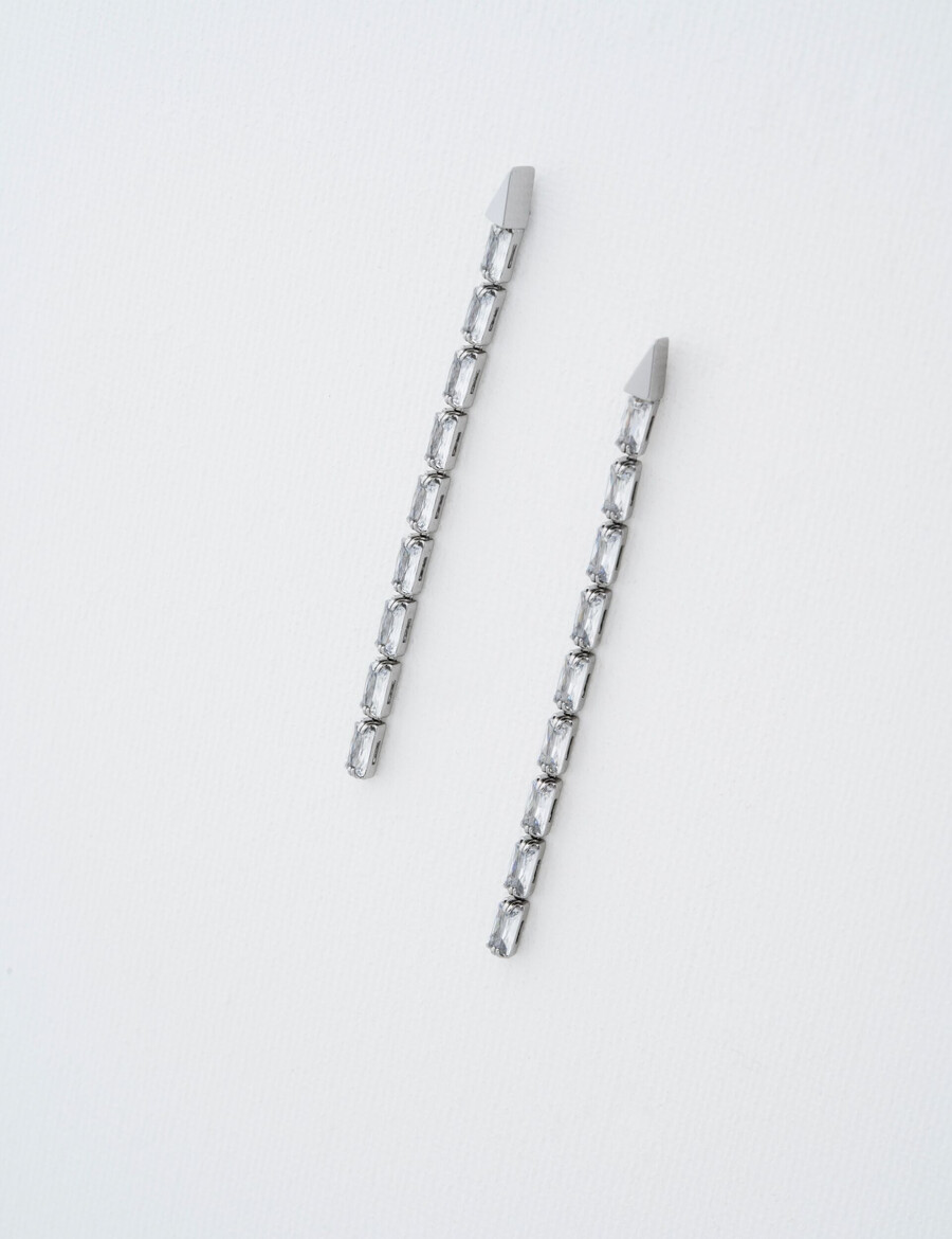 isalie - baguette crystal long drop Örhängen