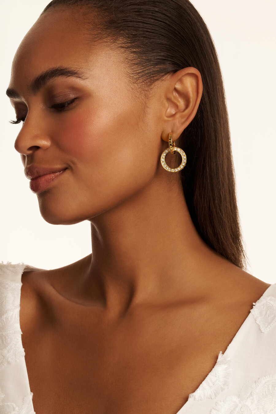 lina - double link crystal drop örhängen