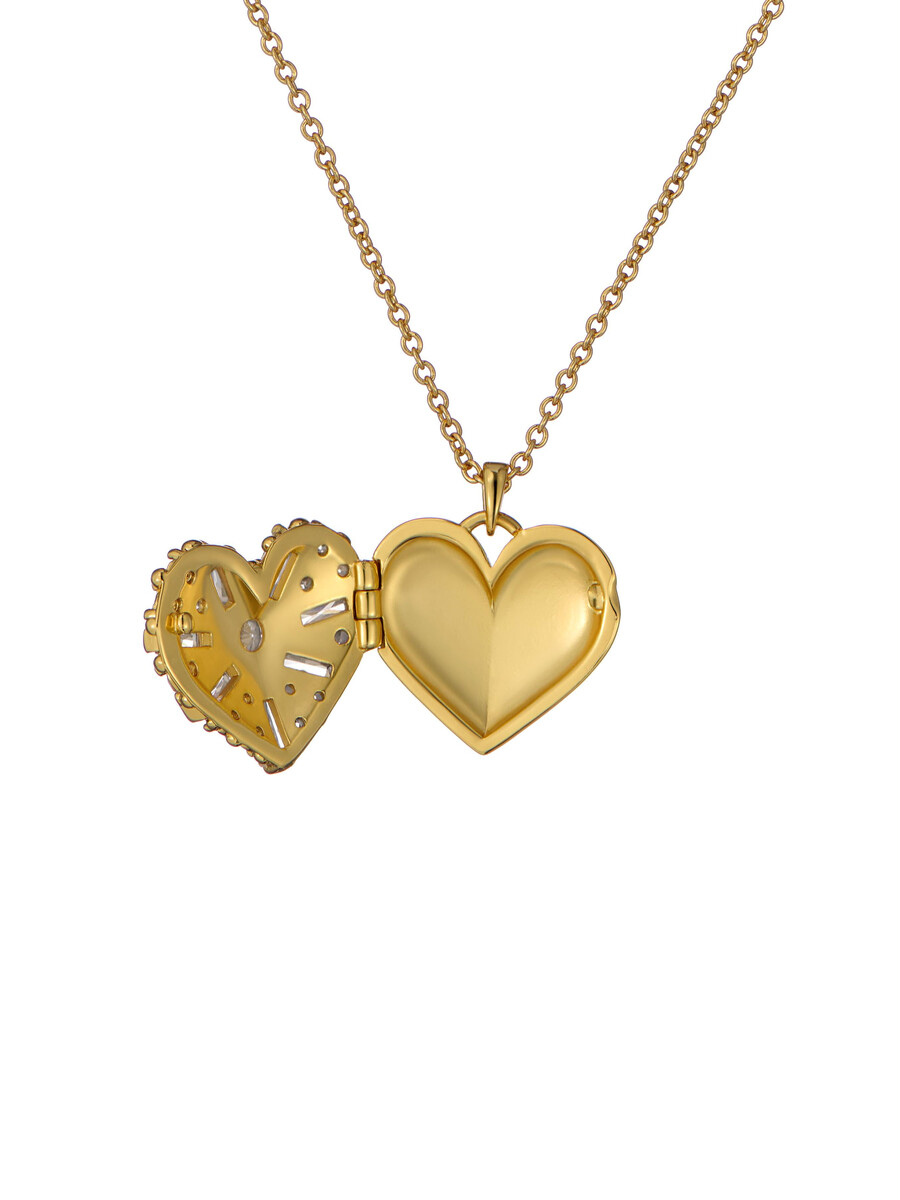 cherish - crystal cluster heart locket pendant halsband