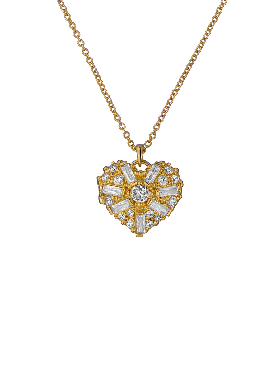 cherish - crystal cluster heart locket pendant halsband