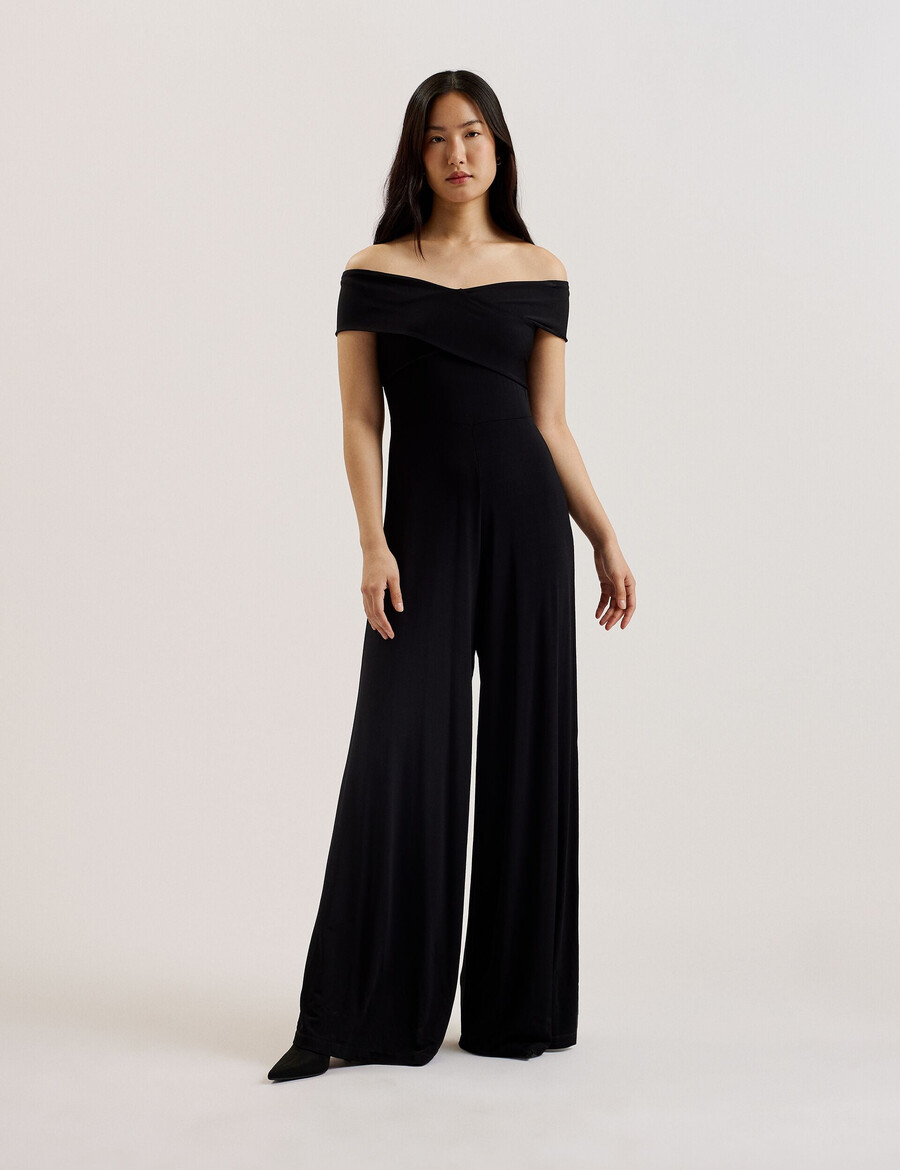 almhaa - off shoulder wide leg jersey jumpsuit