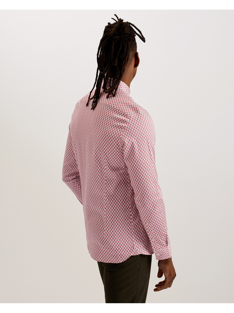 laceby - långärmad smal skjorta med geometriskt tryck