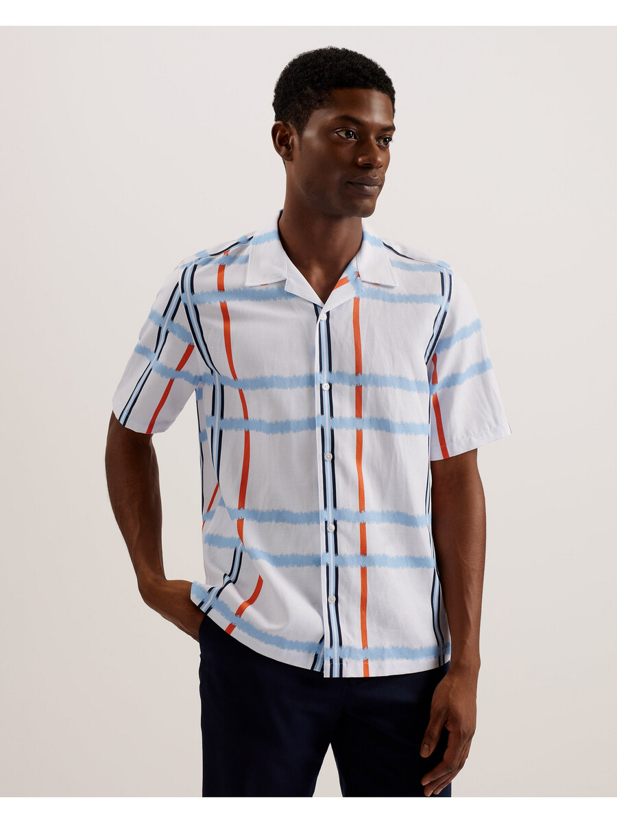 gardon - avslappnad kortärmad skjorta med rutigt tryck