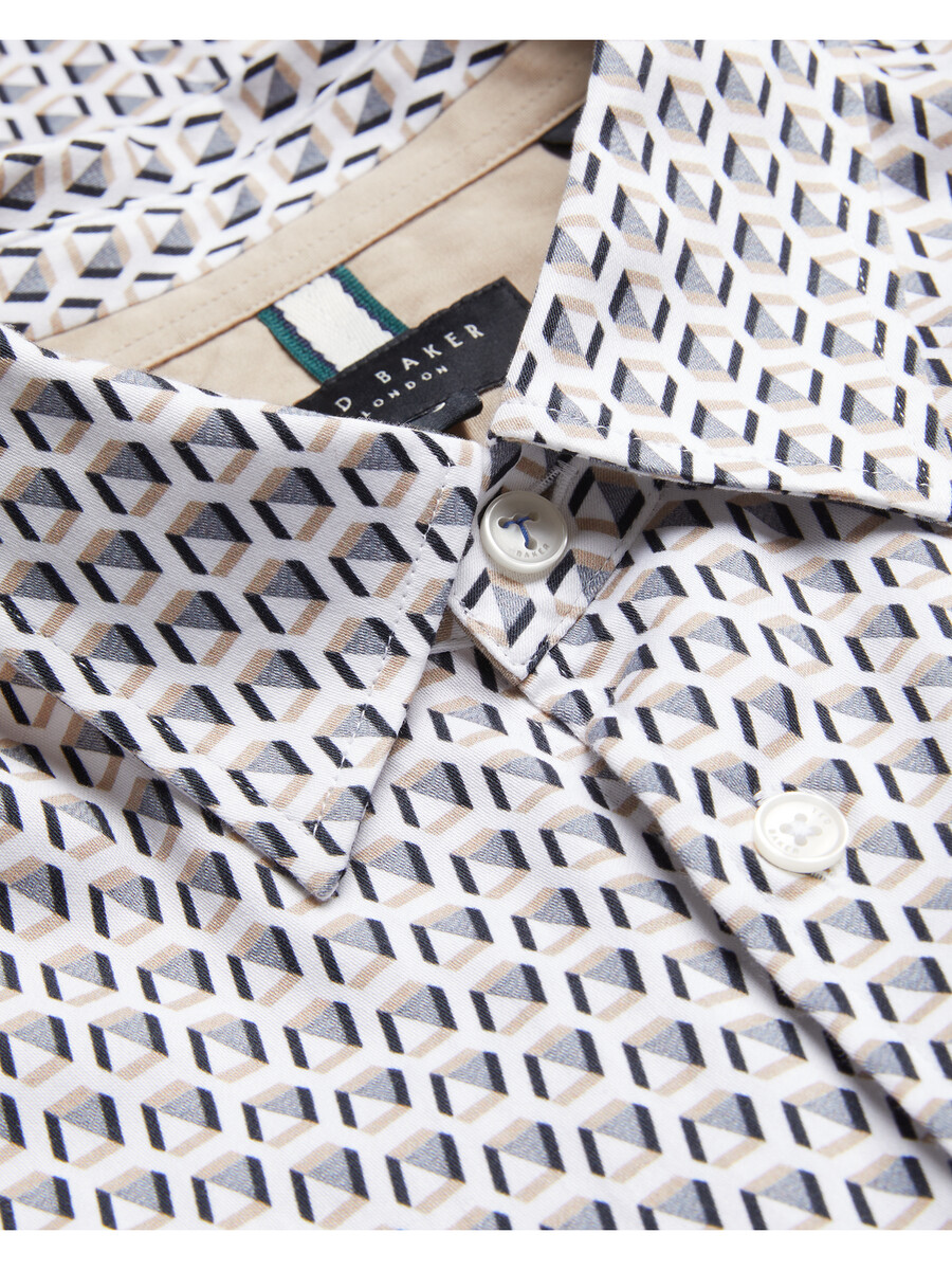 joshhy - slim fit geometrisk långärmad skjorta