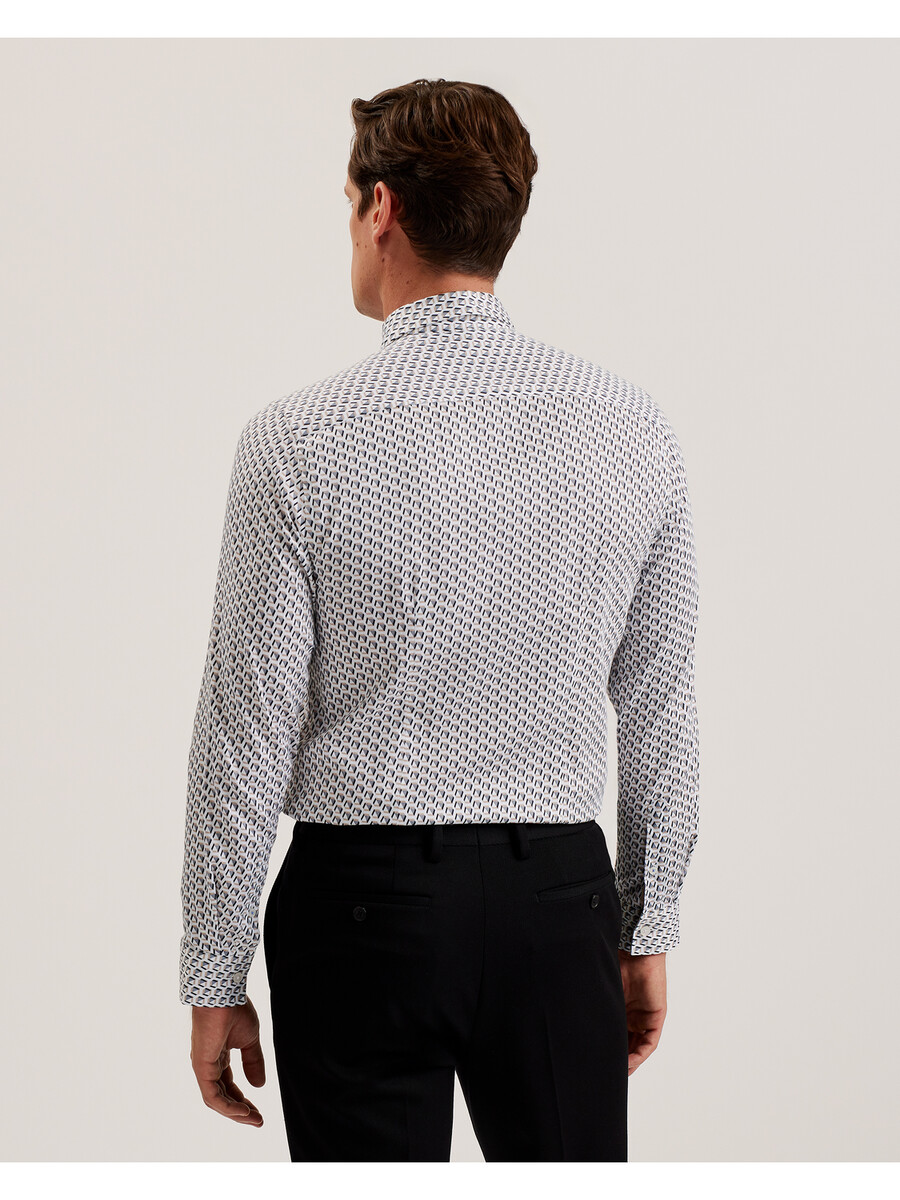 joshhy - slim fit geometrisk långärmad skjorta