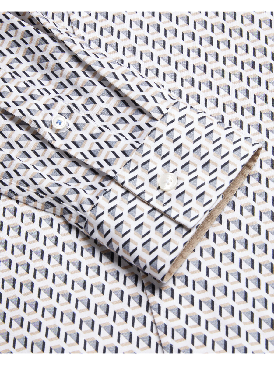 joshhy - slim fit geometrisk långärmad skjorta