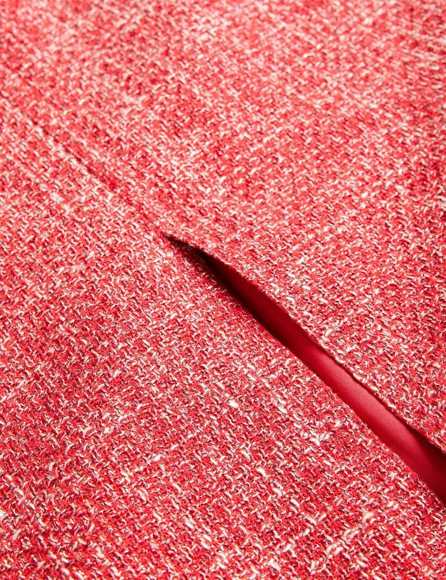 sumis - skräddarsydd boucle midikjol med slits fram