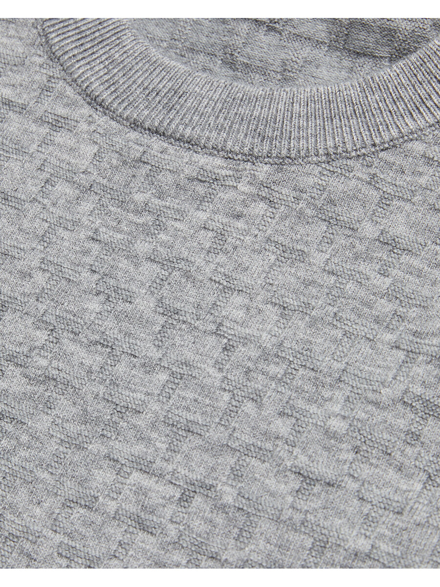 loung - texturerad t-stickad tröja med rund hals