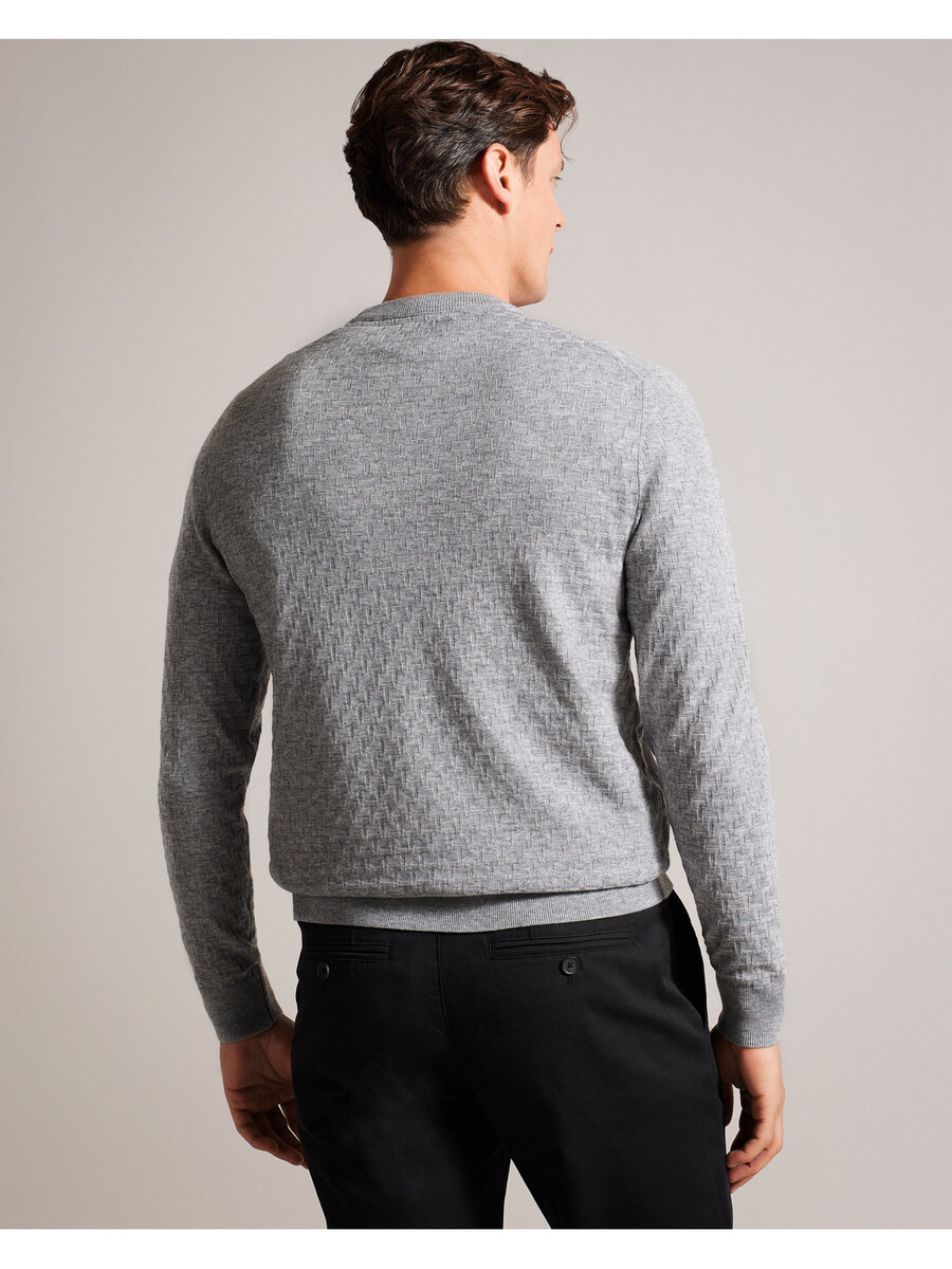 loung - texturerad t-stickad tröja med rund hals