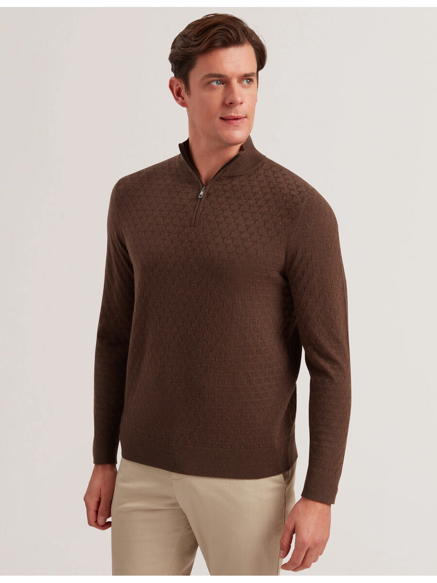 kurnle - t knit half zip funnel neck jumper