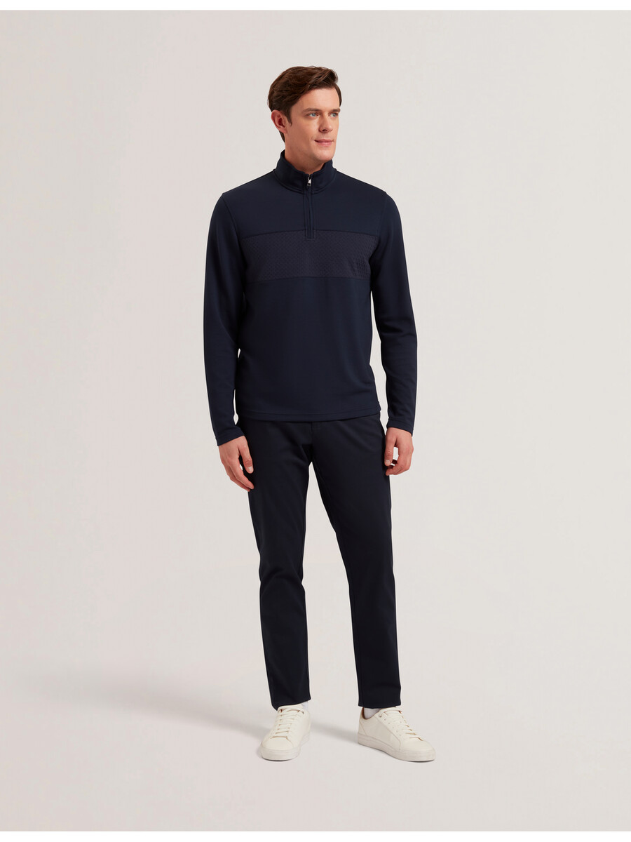 simonea - textured panel modal sweatshirt med halv dragkedja