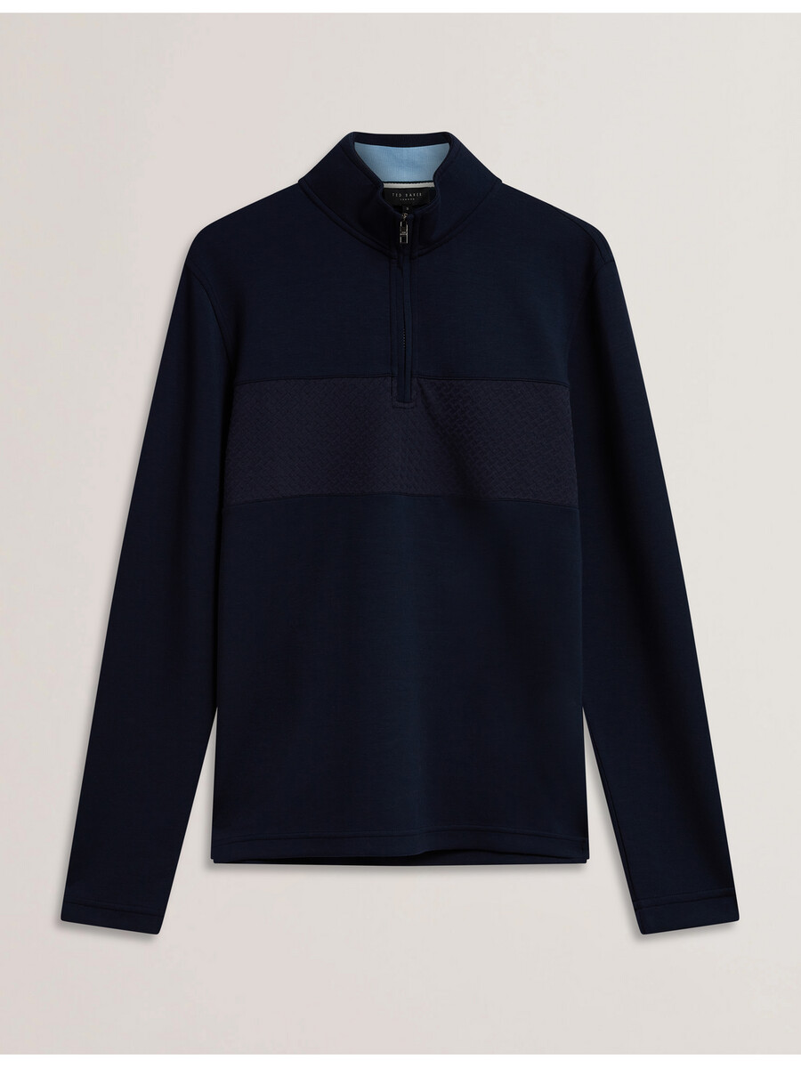 simonea - textured panel modal sweatshirt med halv dragkedja