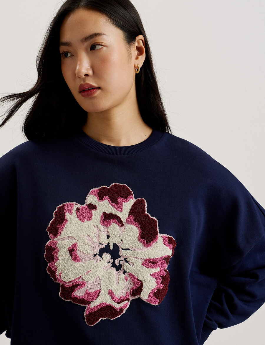 raynahh - texturerad blommig grafisk bomullströja