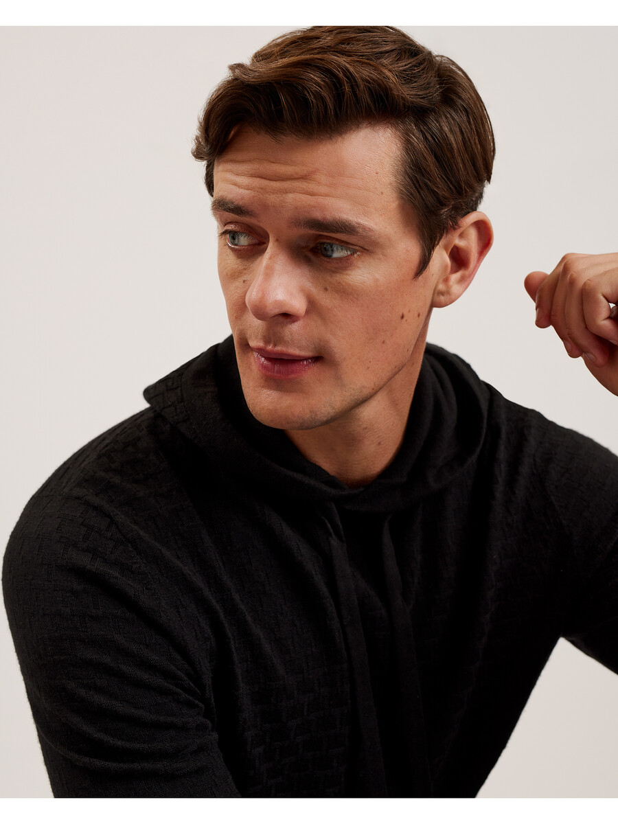 loular - t-stickad luvtröja i ullblandning med struktur