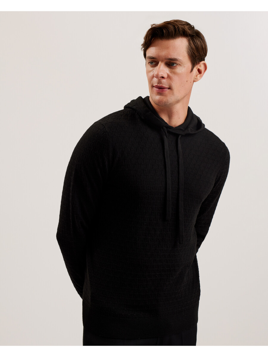 loular - t-stickad luvtröja i ullblandning med struktur