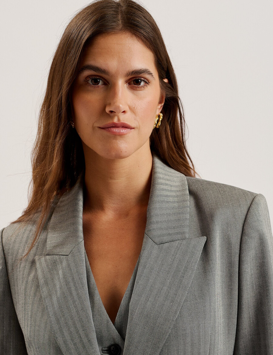 koa - oversized fiskbensblazer med enkelknäppt