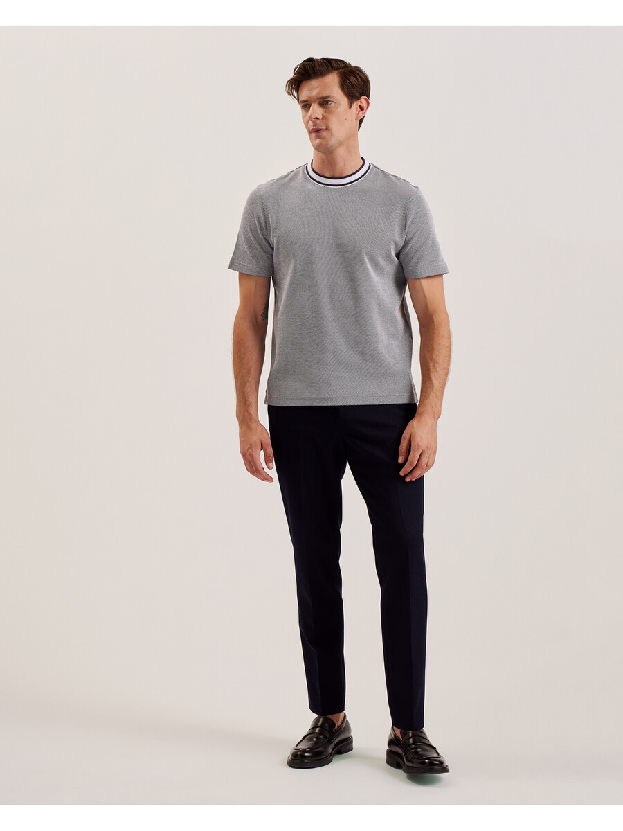 arlon - t-shirt i bomull med texturerad randdetaljer