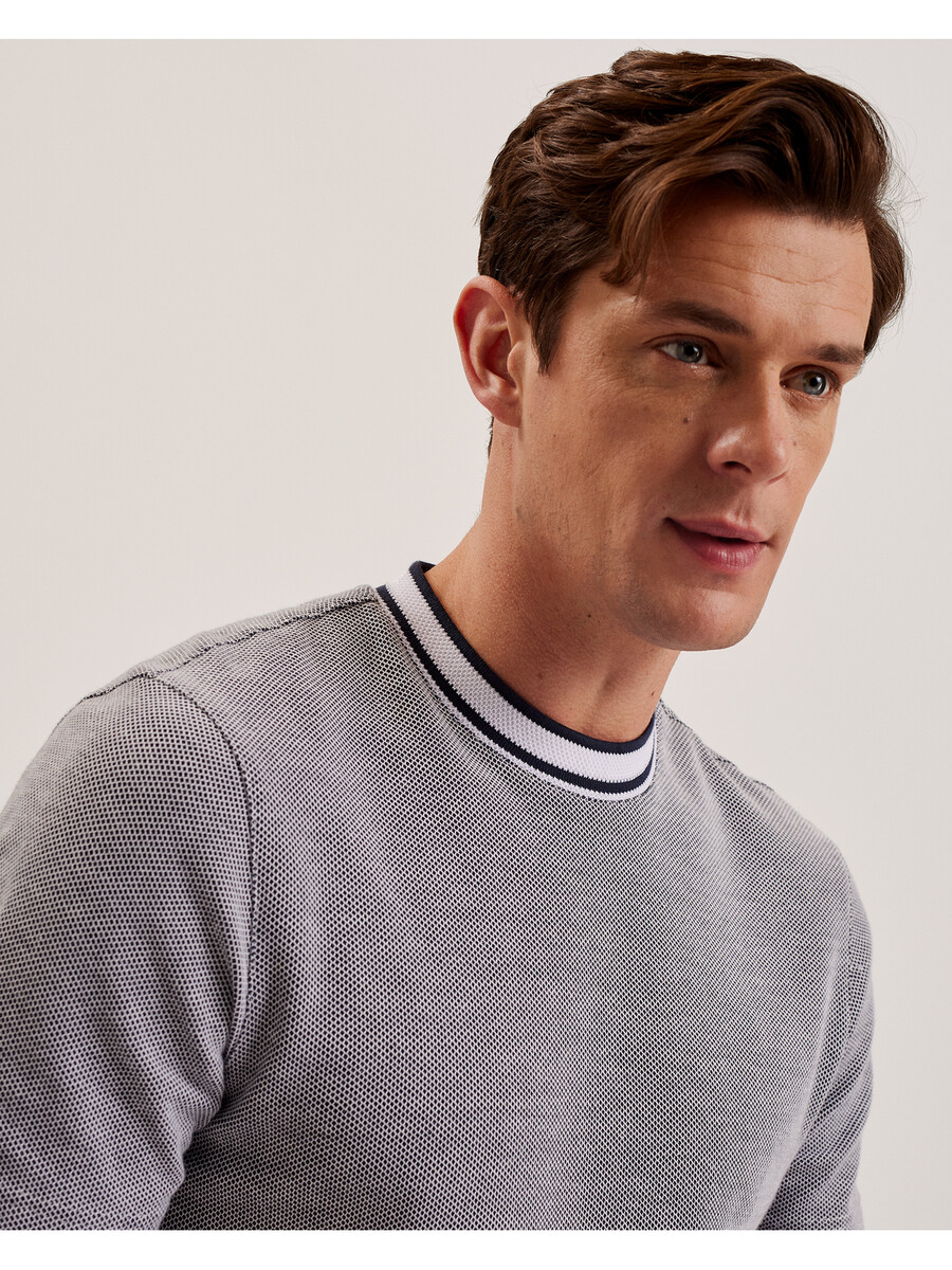 arlon - t-shirt i bomull med texturerad randdetaljer