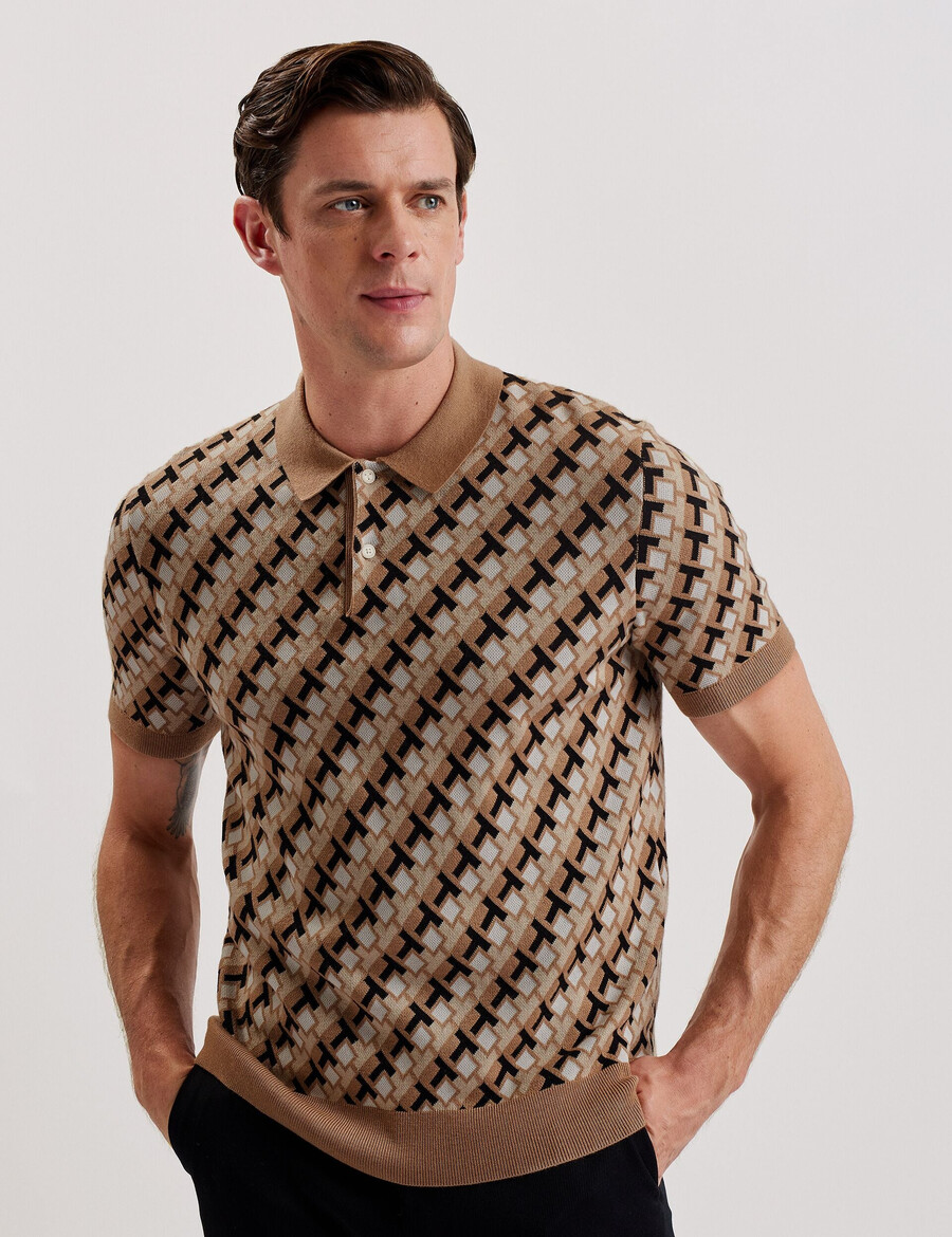 seferry - interlocking t jacquard stickad pikétröja