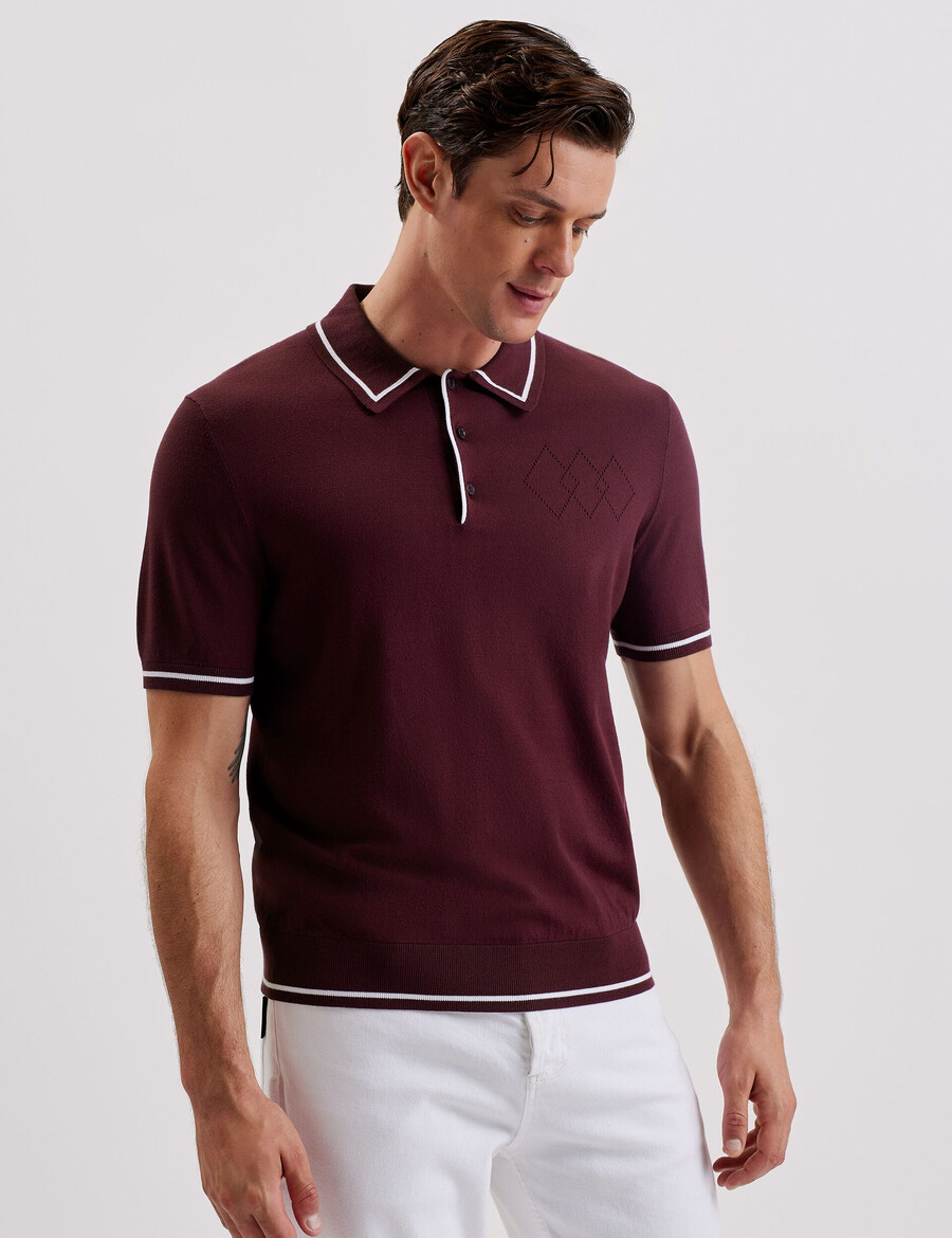 dunow - pointelle-detalj randig pikétröja