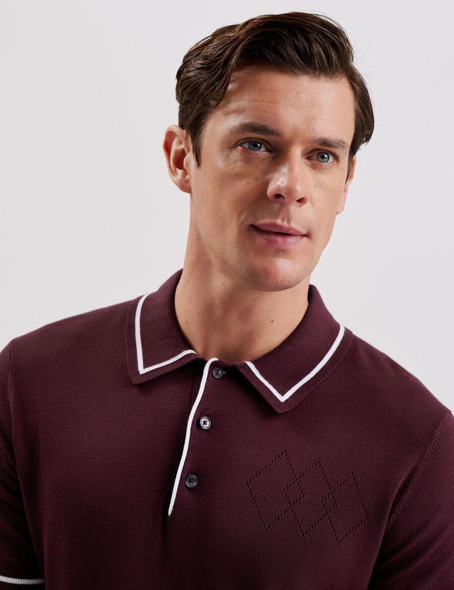 dunow - pointelle-detalj randig pikétröja