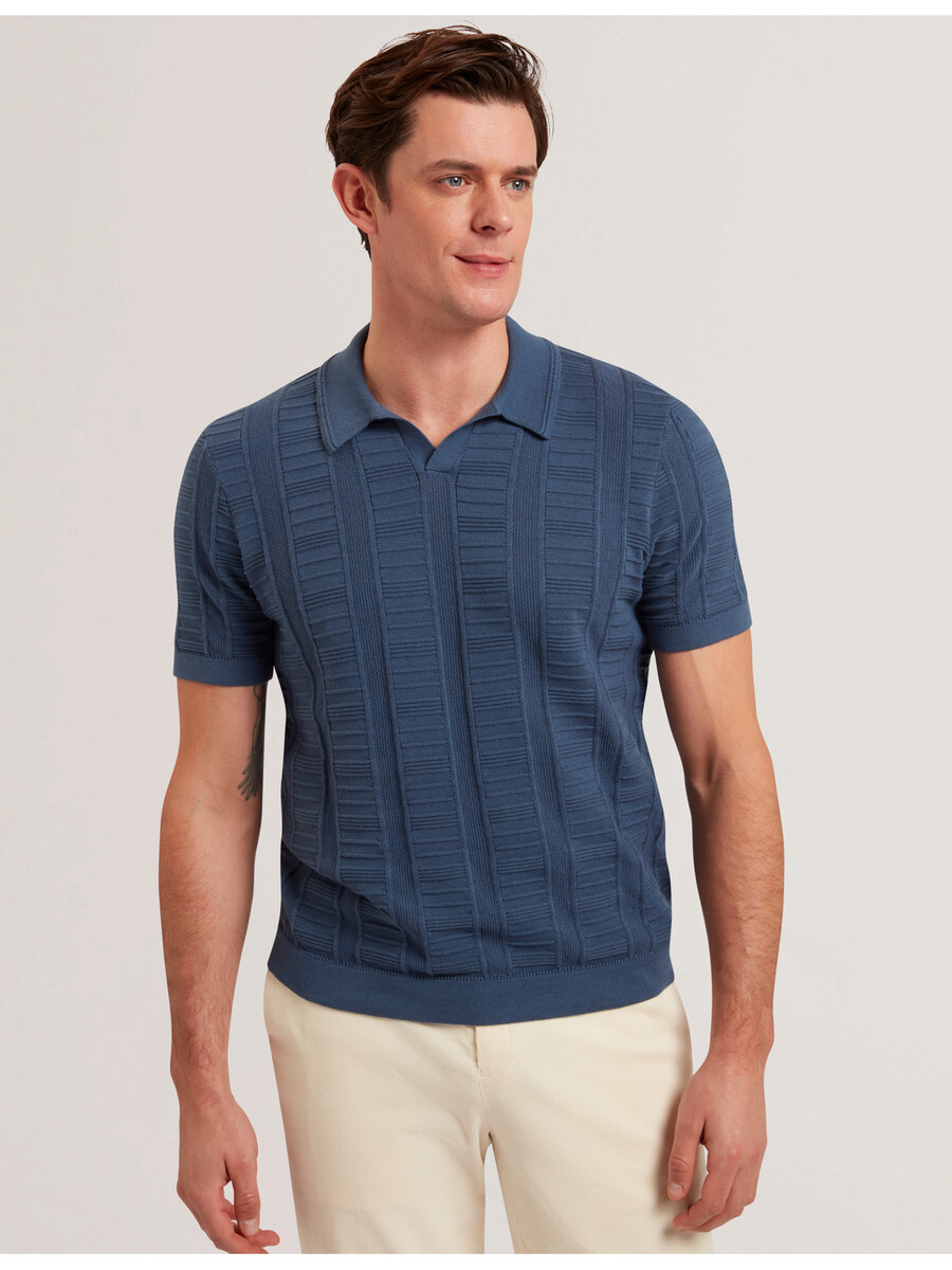 ruzza - ss open neck textured polo