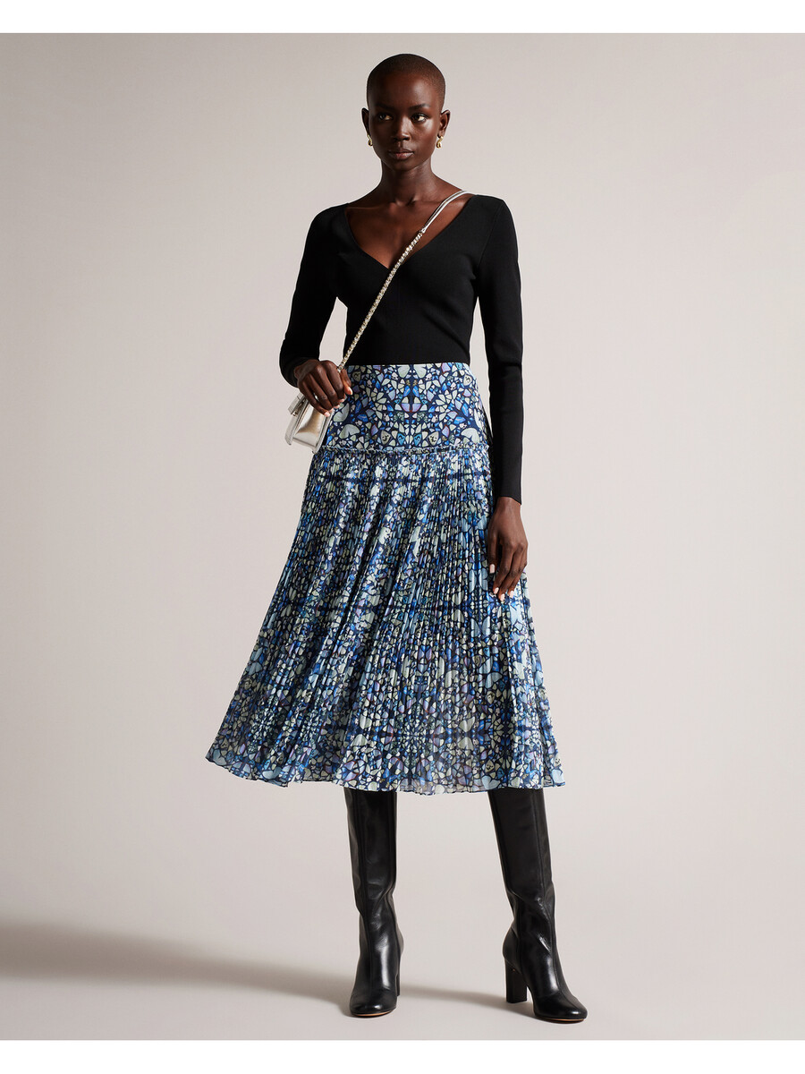 cileste - v-halsad långärmad stickad topp