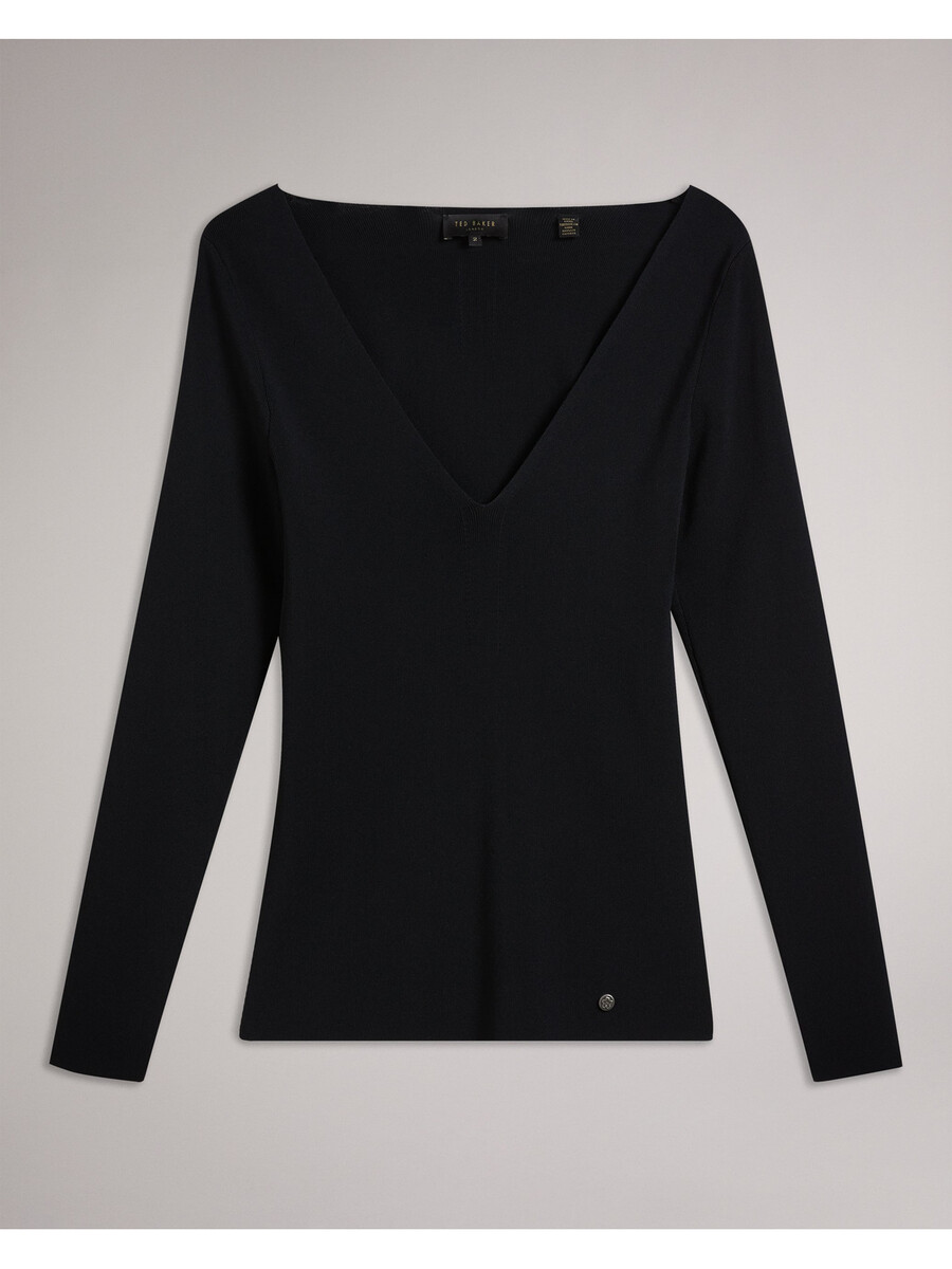 cileste - v-halsad långärmad stickad topp