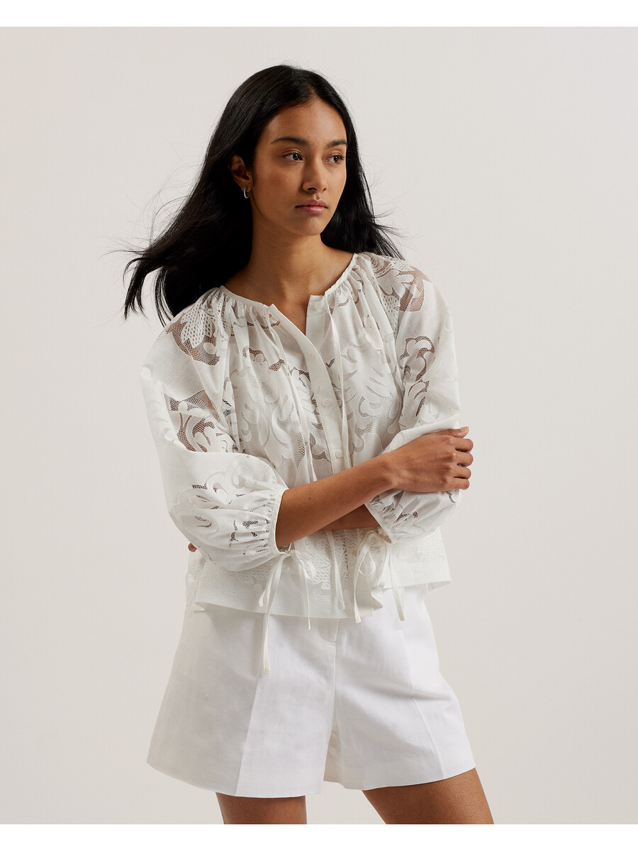 bacina - blus med 34 ballongärm i spets