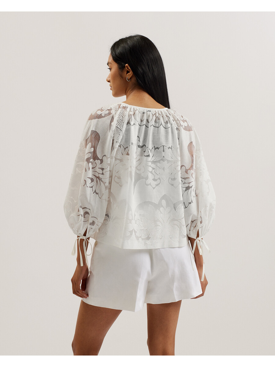 bacina - blus med 34 ballongärm i spets