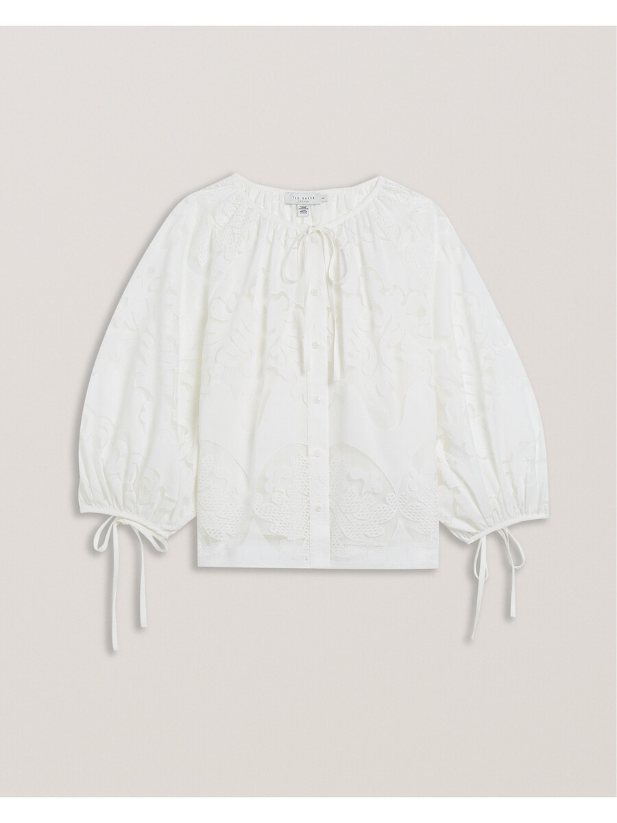 bacina - blus med 34 ballongärm i spets