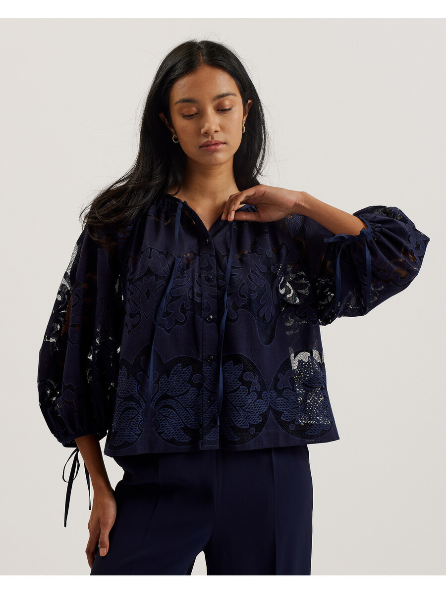 bacina - blus med 34 ballongärm i spets