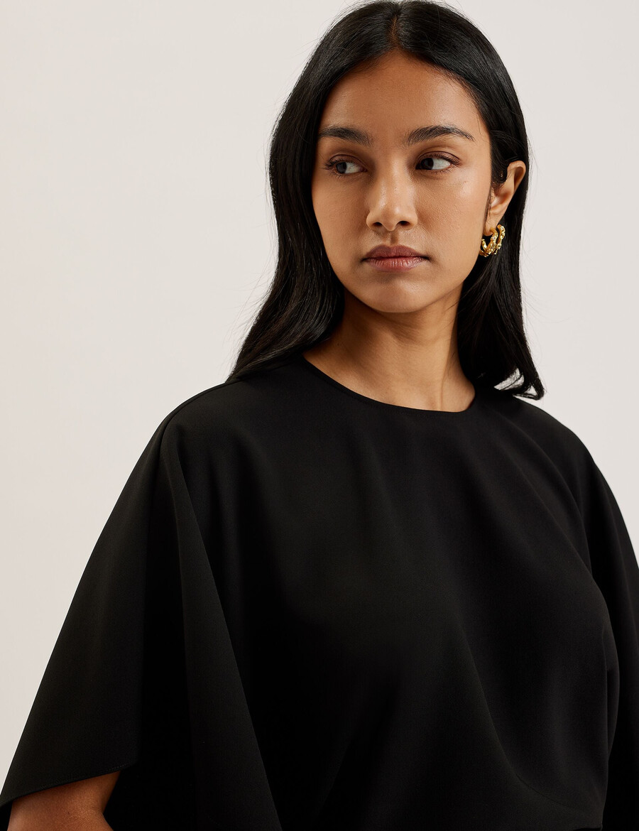 cherika - batwing kortärmad vävd blus