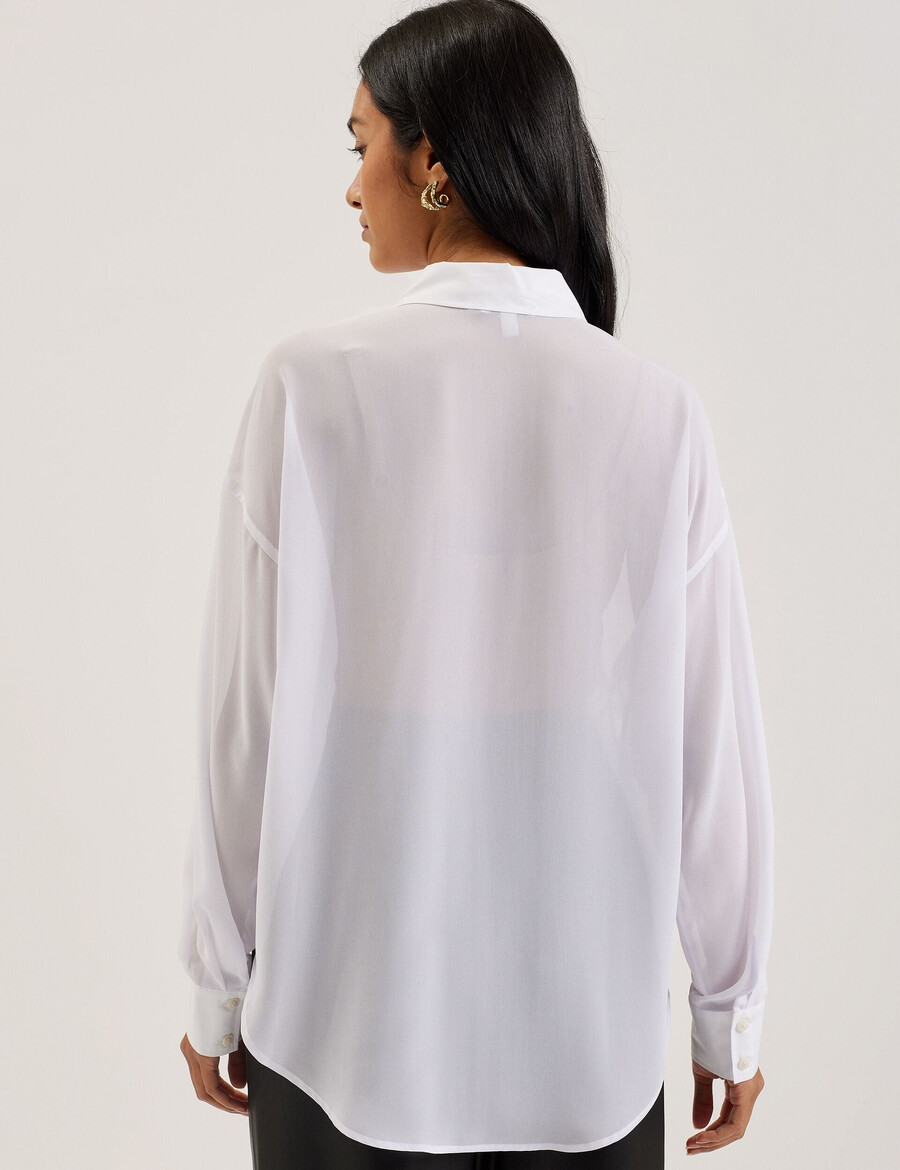 lechosa - bib front sheer long sleeve blus