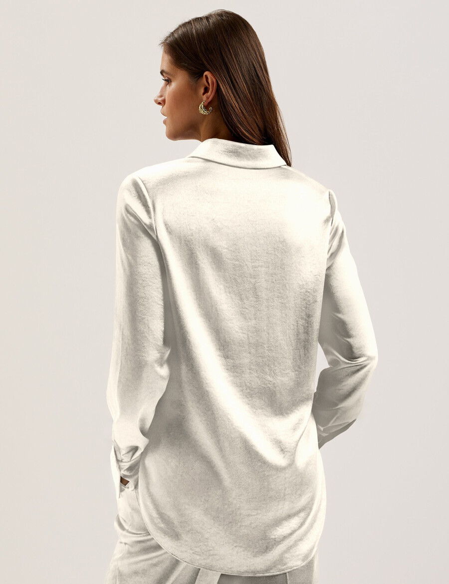 sonora - satin longline covered placket blus