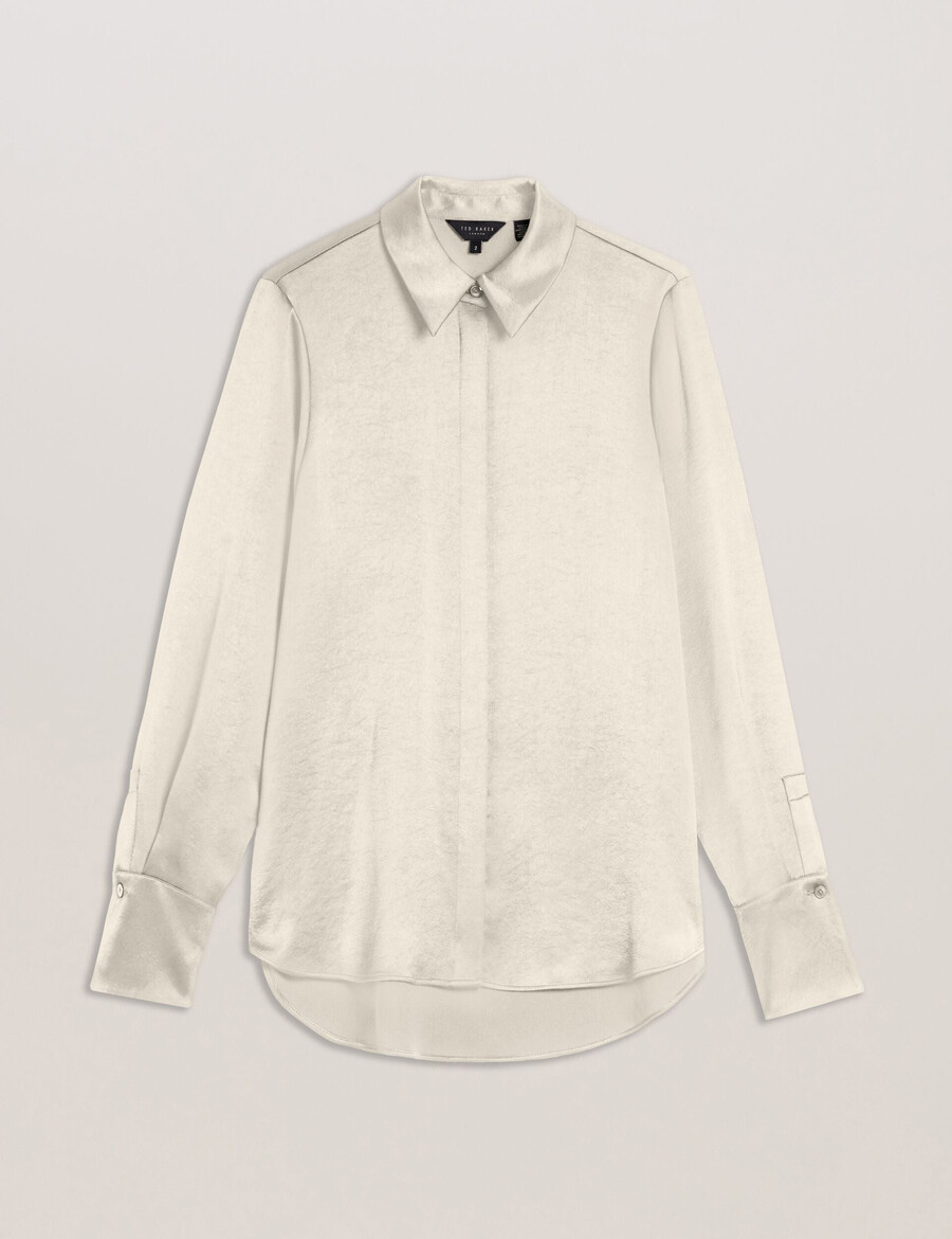 sonora - satin longline covered placket blus