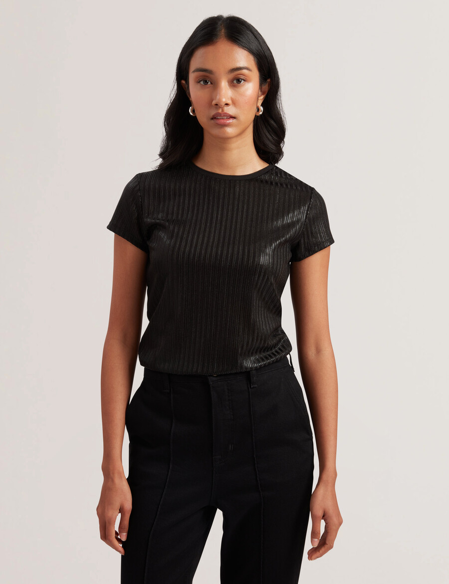 katrino - ribbad metallisk t-shirt