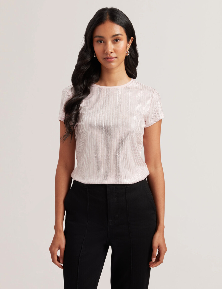 katrino - ribbad metallisk t-shirt