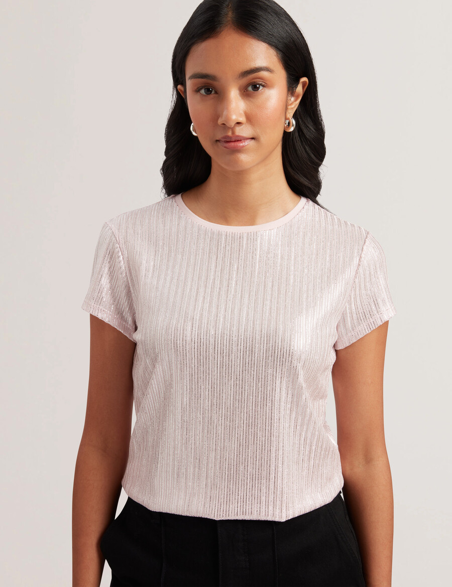 katrino - ribbad metallisk t-shirt