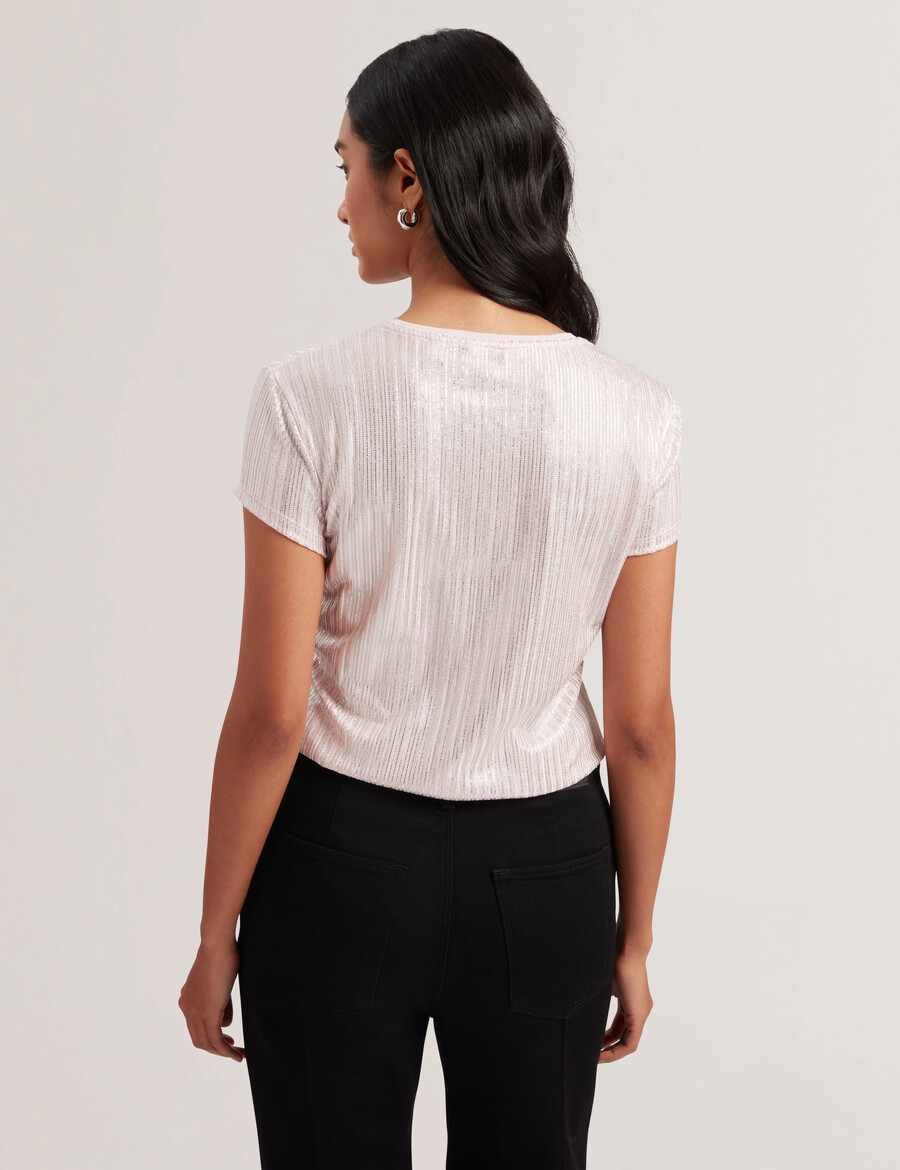 katrino - ribbad metallisk t-shirt