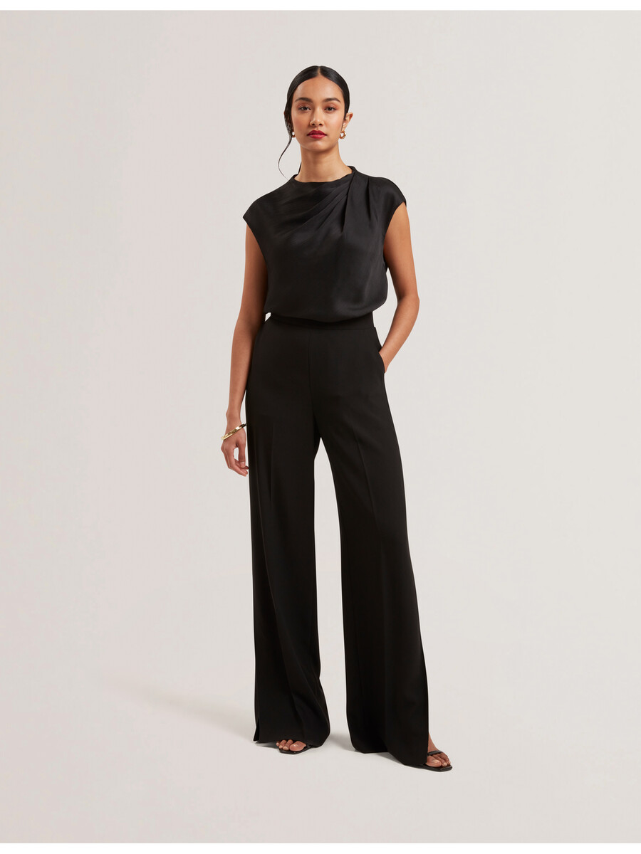 misrina - draperad neck detail satin top