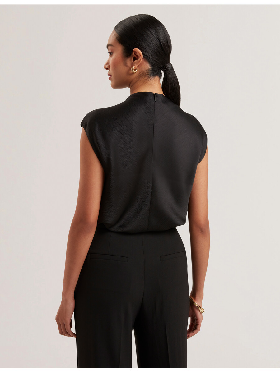 misrina - draperad neck detail satin top